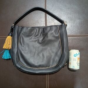 Shiraleah Black Shoulder Bag with Tassel Accents